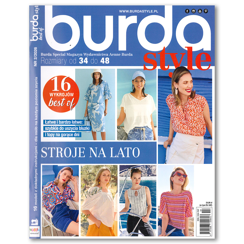Burda Best Of to starannie wybrane, najpopularniejsze wykroje z poprzednich wydań, zebrane w jednym numerze.
