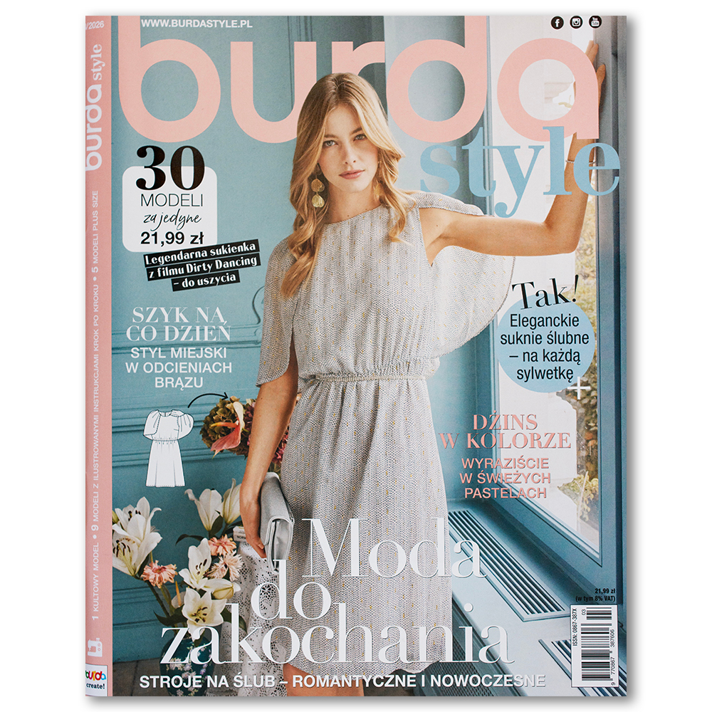 Burda Style to klasyczne wydanie pełne 30 różnorodnych modeli, od codziennych fasonów po bardziej zaawansowane projekty.