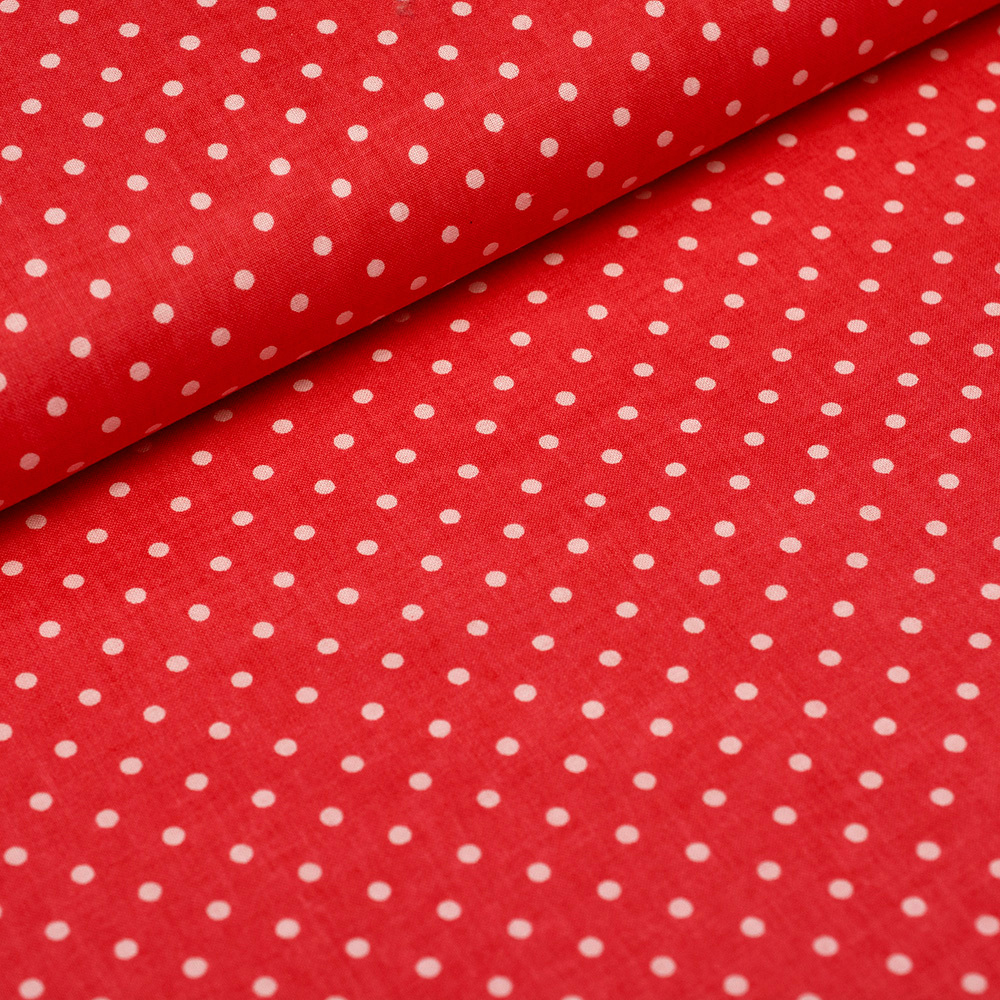 Tkanina bawełniana o splocie płóciennym, wyprodukowana w Polsce.