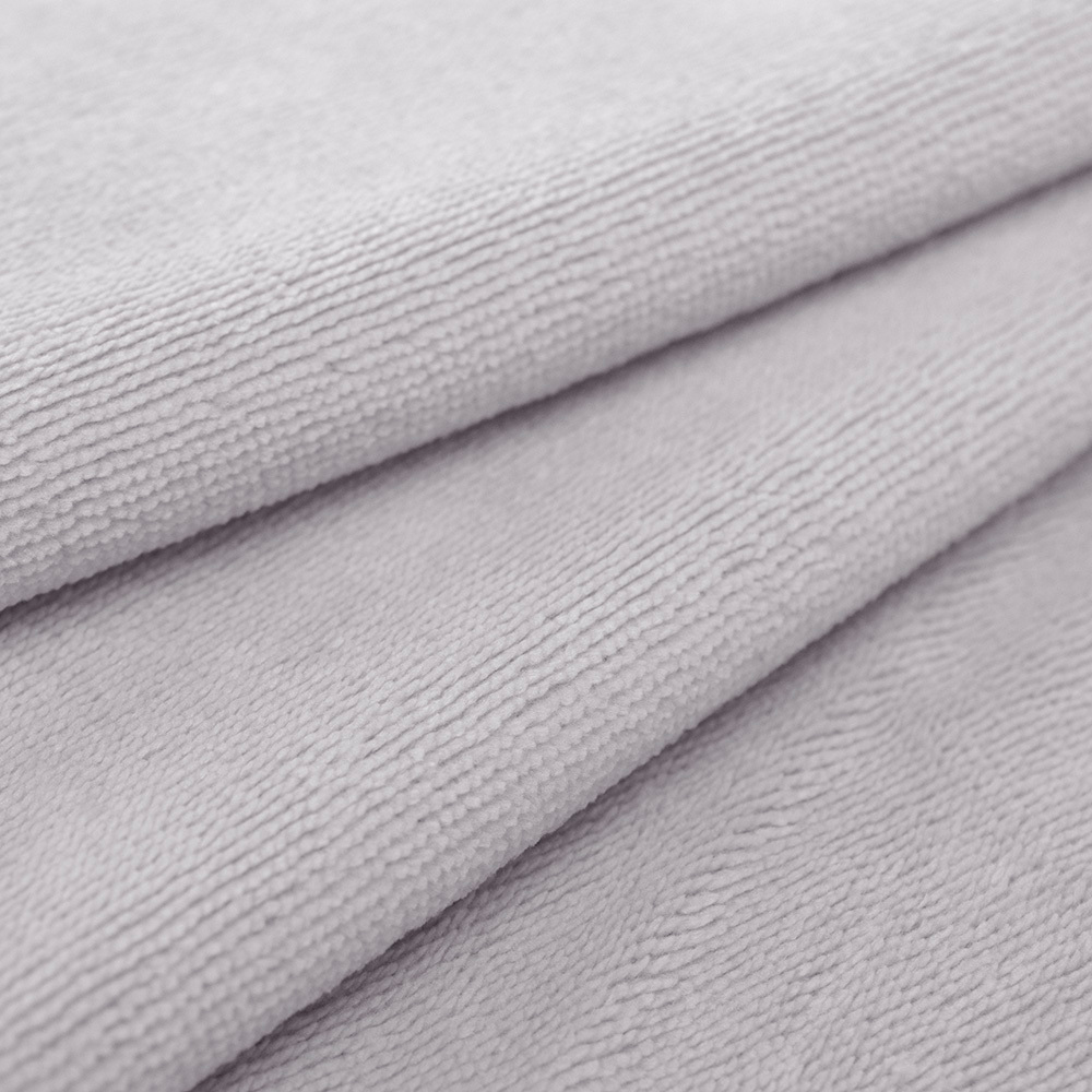 Tkanina Frotte wykonana z mieszanki włókien bawełnianych oraz bambusowych.