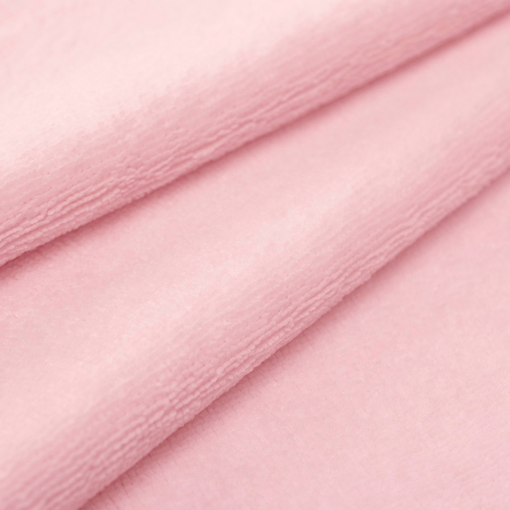 Tkanina Frotte wykonana z mieszanki włókien bawełnianych oraz bambusowych.