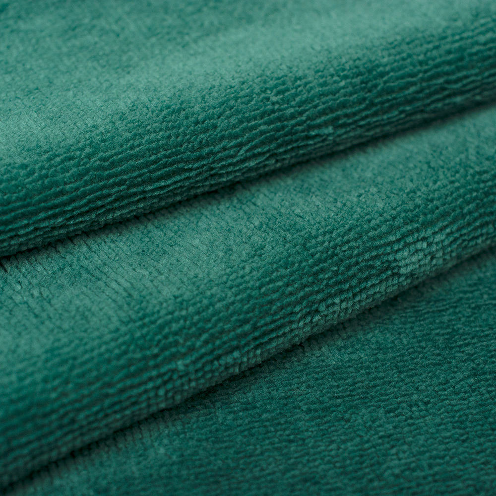 Tkanina Frotte wykonana z mieszanki włókien bawełnianych oraz bambusowych.
