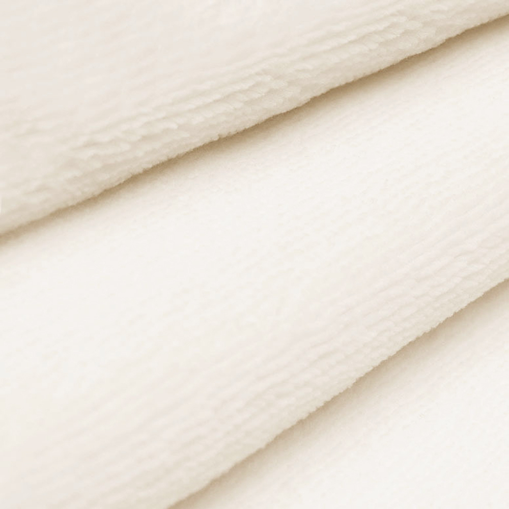 Tkanina Frotte wykonana z mieszanki włókien bawełnianych oraz bambusowych.