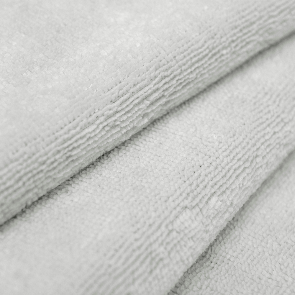 Tkanina Frotte wykonana z mieszanki włókien bawełnianych oraz bambusowych.