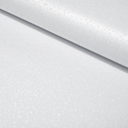 Tkanina obrusowa typie żakardowym, ozdobiona srebrnym wzorem w cętki.