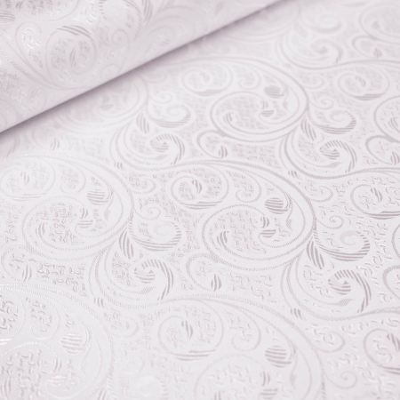 Obrusowa tkanina plamoodporna w typie żakardowym.