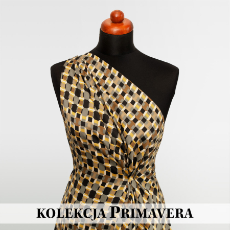 Tkanina satynowa z wiskozy o delikatnym, eleganckim połysku oraz diagonalnym splocie.