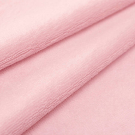Tkanina Frotte wykonana z mieszanki włókien bawełnianych oraz bambusowych.