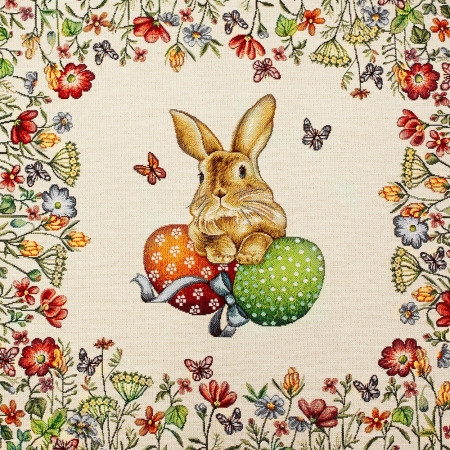 Tkanina żakard gobelinowy, panel na poduszkę.