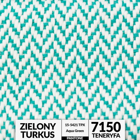 Ogrodowa tkanina TENERYFA w modnym wzorze jodełki, rewelacyjnie ozdobi niejeden taras, ogród czy balkon.