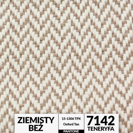Ogrodowa tkanina TENERYFA w modnym wzorze jodełki, rewelacyjnie ozdobi niejeden taras, ogród czy balkon.
