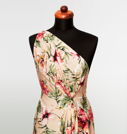 Wzorzysta tkanina wiskozowa, idealna na sukienki, spódnice i bluzki.