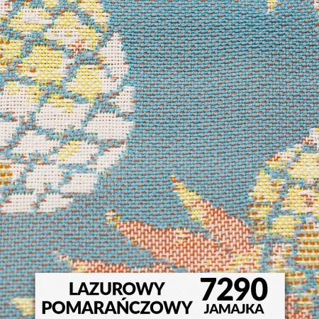 Ogrodowa tkanina JAMAJKA w wesołym wzorze ananasów, rewelacyjnie ozdobi niejeden taras, ogród czy balkon.